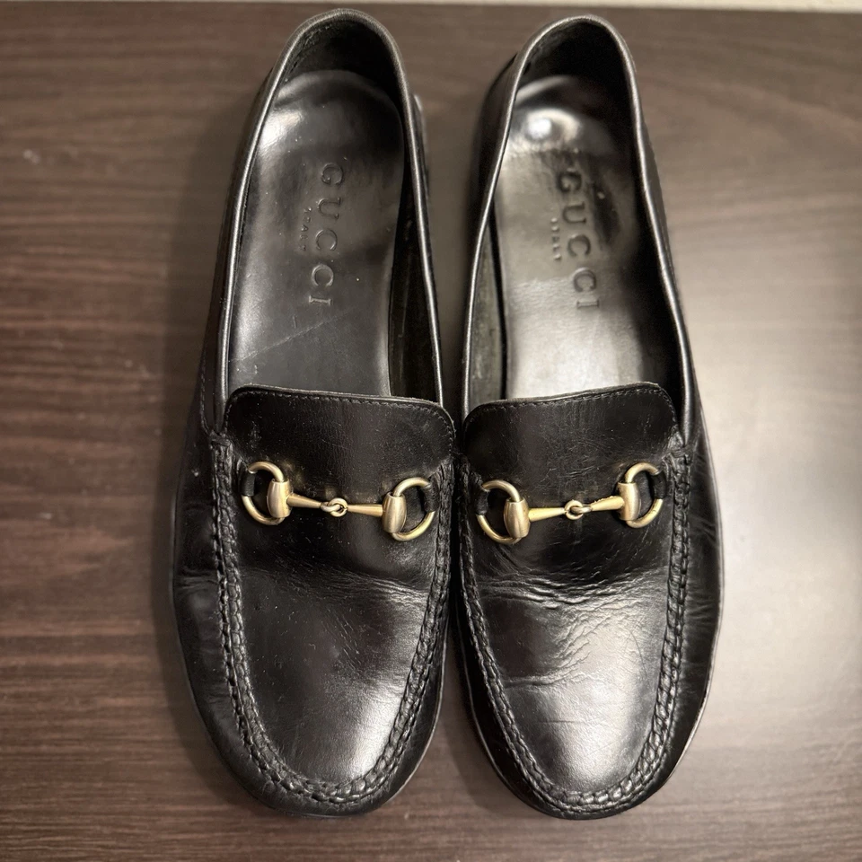 Gucci Men’s Horsebit Loafers Size 10.5 Black Leather Slip On Dress Shoes - Image 2 of 4