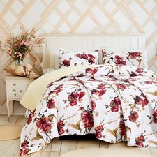 Tache Home Fashion Tache Red Floral Vintage - Golden Hummingbirds