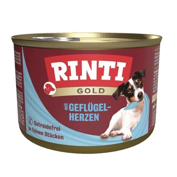 4000158910349 RINTI Gold Poultry hearts - Nassfutter für Hunde - 185g RINTI