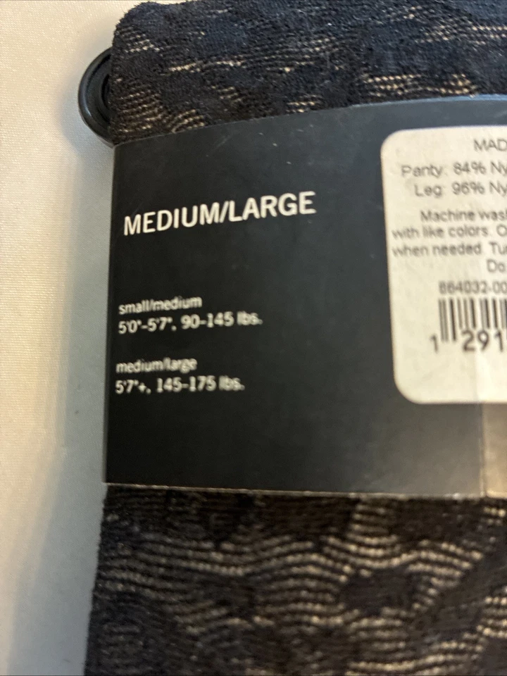 Banana Republic Women's Textured Hosiery Tights Black Floral M/L New - Image 4 of 4