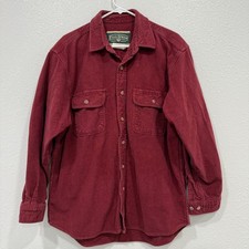 Field Stream Mens Flannel Shirt L Burgundy Red Cotton Button Down Long Sleeve