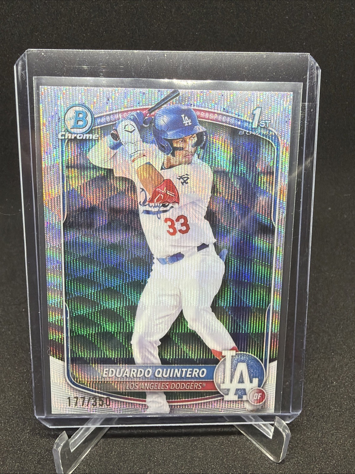 Eduardo Quintero 2025 1st Bowman Chrome WAVE REFRACTOR 237/350 Dodgers Raw RC q6