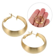Pair Metal Vintage Hollow Hoop Earrings Thick Round Golden Earrings for Women