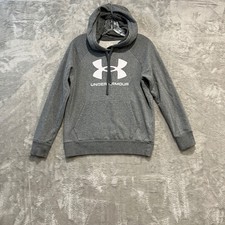 Under Armour Hoodie Womens XS Gray Rival Fleece Logo Pullover Sweatshirt