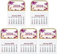 5 Pcs 2026 Mini Stick on Calendar Peel and Stick Calendar Small Wall Calendars A