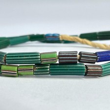 Chevron Tubes Venetian Green Trade Beads