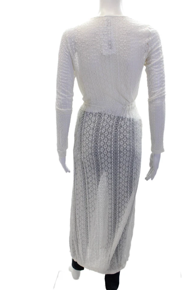 Cubierta frontal abierta L Space para mujer bordada manga larga blanca talla XS Foto 3 de 4