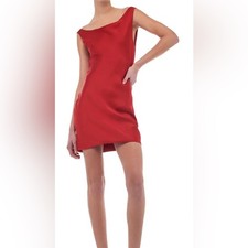 Norma Kamali Maria Mini Dress Medium Tiger Red