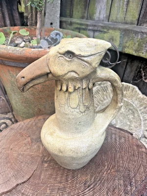 Vintage grotesque bird jug studio anthropomorphic art pottery flagon mid century - Image 1 of 4