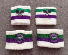 Authentic Women's Wimbledon 4 Tennis Wristbands  Color White /Green /Purple