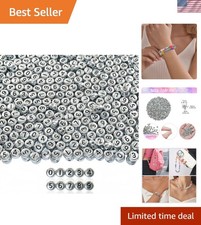 Versatile 500pcs 7x4mm Silver Acrylic Number Beads for Personalized Crafts