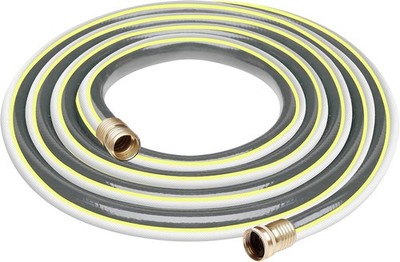 Short Leader Yellow Grey Garden Hose 5/8 in. x 15 ft. -Kink Free, No Leaking, Ma