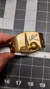 1939 NY World’s Fair Gold Souvenir Buckle Bracelet Gold Tone Kathleen