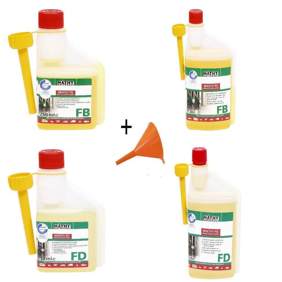 Mathy F (FB Gasolina / FD Diesel) Aditivo Optimizador de Combustible con Embudo