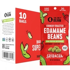 The Only Bean Crunchy Roasted Edamame Snacks Pack (Sriracha), Protien Keto Food