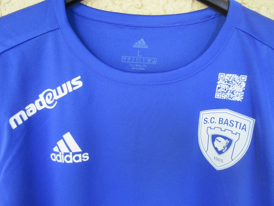 Maillot S.C BASTIA ADIDAS football shirt bleu Corse collection L - Photo 2/4