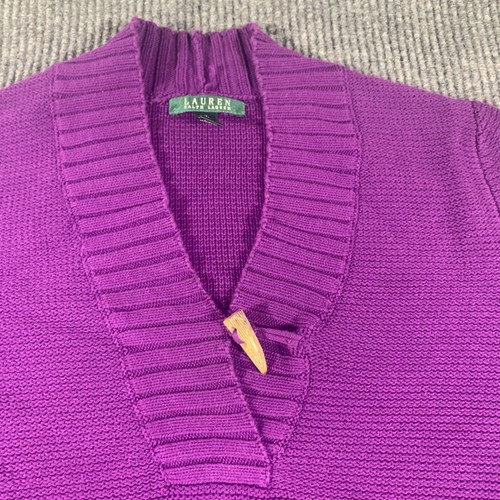 LRL Ralph Lauren Sweater Womens Extra Large Purple Cotton Pullover Toggle Y2K - Picture 2 of 10