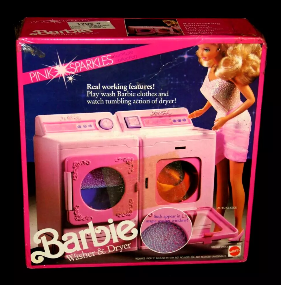 NIB NRFB Vintage Barbie Wash Day, Washer & Dryer, uses batteries