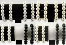 4 PIECES Faux PEARL STRETCH BEAD STRAND WRISTBAND BRACELETS