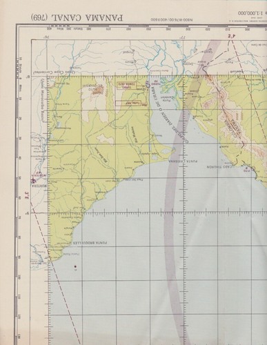WW2 1944 Sectional Aeronautical Chart Panama Canal Restricted Air Map 29x22 vtg - Picture 2 of 2