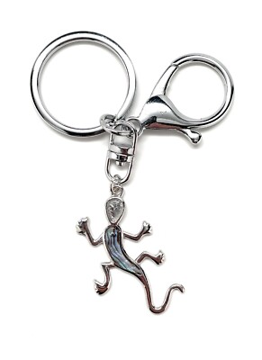 Keychain Silver Gecko Car Key Chain with Key Ring and Lobster Clasp Lizard Key