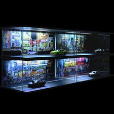 Diorama 1:64 Car Garage Model LED Lighting City Parking Lot Scene Display Model