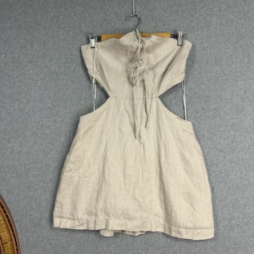 Aere Linen Cut Out Dress Size Halter neck Cut Out Back Size 14 M L - Picture 5 of 11