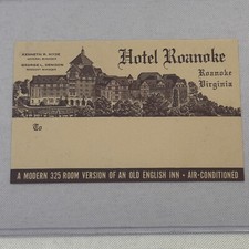 Vintage Hotel Travel Label Hotel Roanoke Virginia Vintage
