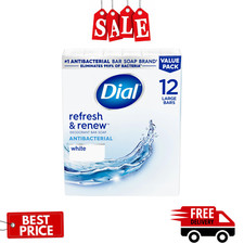 Dial Antibacterial Bar Soap, Refresh  Renew, White, 4 oz, 12 Bars