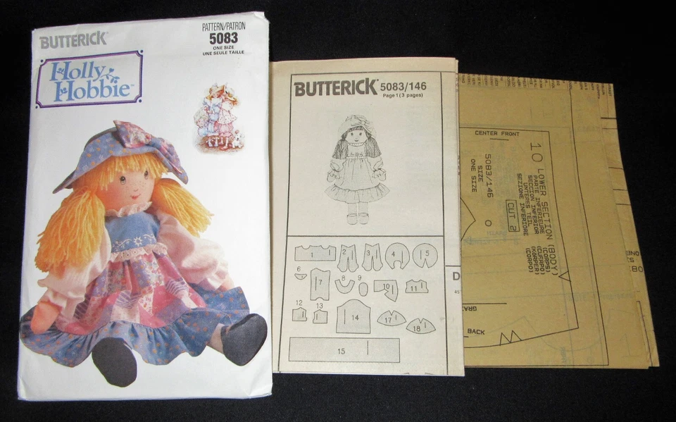 Vintage 1990 Butterick #5083 Holly Hobbie Doll & Heat Transfer Pattern Uncut - Image 2 of 4