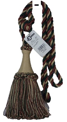Conso Duke 11808 N13 HUNTER GREEN TERRACOTTA Drapery Curtain 8'' Tassel Tieback