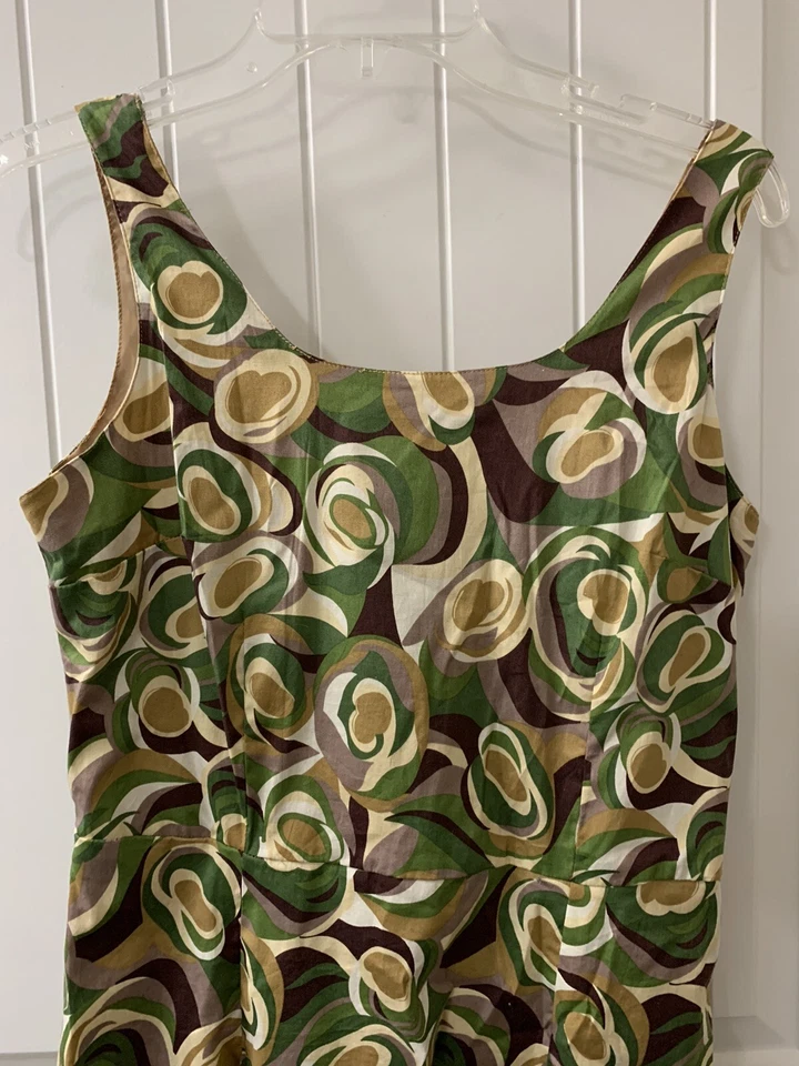 Vestido sin mangas PETITE SOPHISTICATE verde ajuste múltiple acampanado elástico algodón cintura camisera 8 Foto 2 de 4