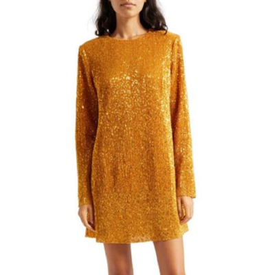 Stine Goya Odis Sequin Mini Dress Sz L $350 orange gold *1244 | eBay