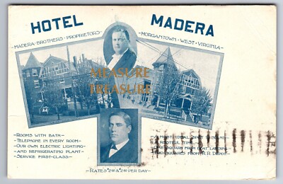 C.1905 MORGANTOWN, WV HOTEL MADERA BROTHERS RATE PRICE AD PROMO Postcard P67
