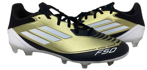 Adidas Men's F50 League Low FG Messi Gold/Wht/Blk Soccer Cleats Sz:12 171N