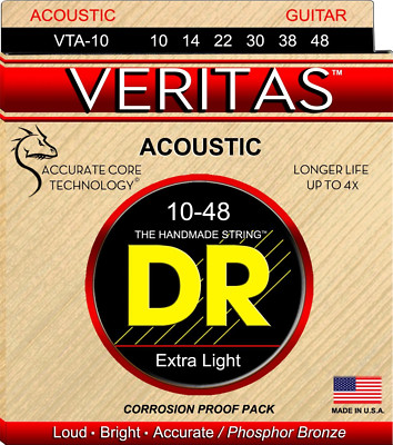 DR Strings Veritas VTA-10 Phosphor Bronze Acoustic Guitar Strings 10-48 