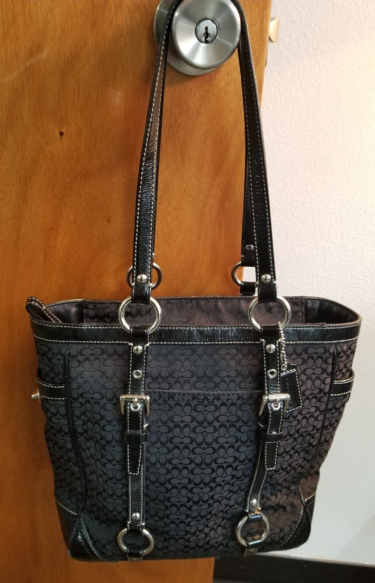 Authentic COACH #12344 Gallery Tote Signature Black Jacquard