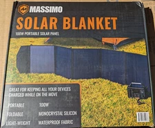 NEW Massimo 100 Watt Portable Solar Panel MM-SLR 100 for Camp + Home + RV Power