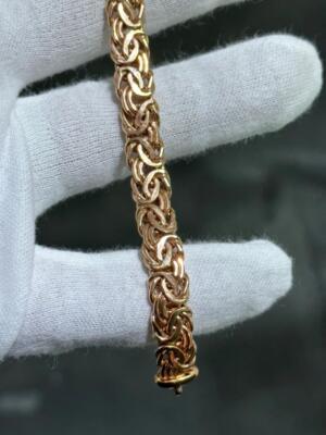 14k Rotgold 9mm breit byzantinisches Design Knebelverschluss Armband 7,5'' L 12,6 Gramm
