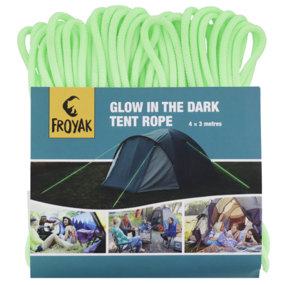 4x 3m Spannseil Selbstleuchtende Zeltleinen Abspannleine Camping Neon  Reflekt