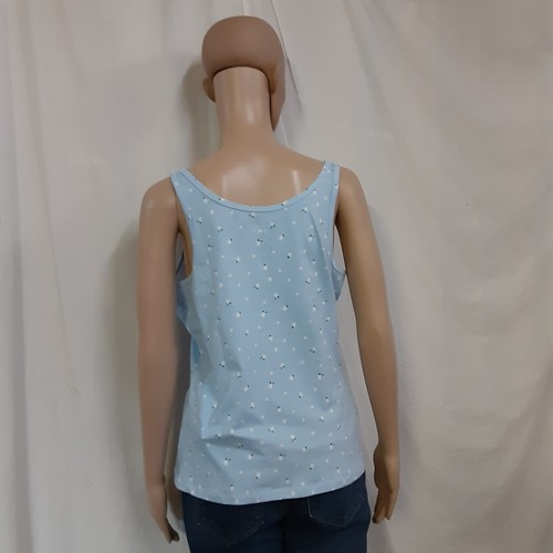 So Scoopneck Womens Tank Top XL Light Blue With White Flowers - Picture 3 of 4