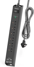 Surge Protector Power Strip - Extension Cord with 6 AC Outlets 4 USB (2 USB-C Po