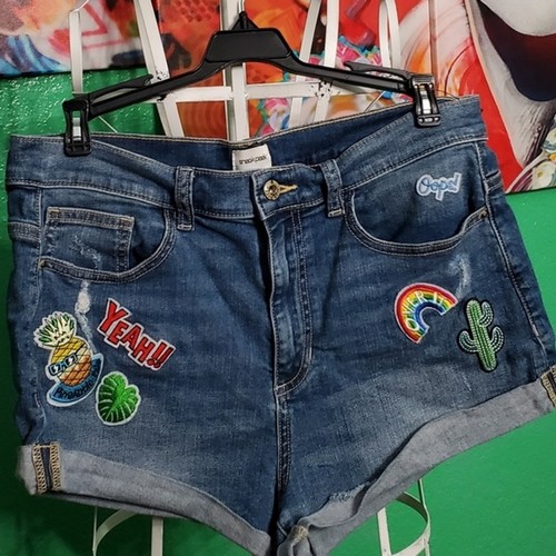 Pantaloncini denim a vita alta Sneak Peak Juniors con patchwork taglia grande - Foto 2 di 7