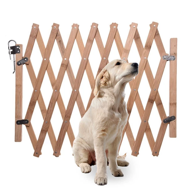 Expandable Accordion Dog Gate Wooden Pet Folding Fence Isolation Protection Gate