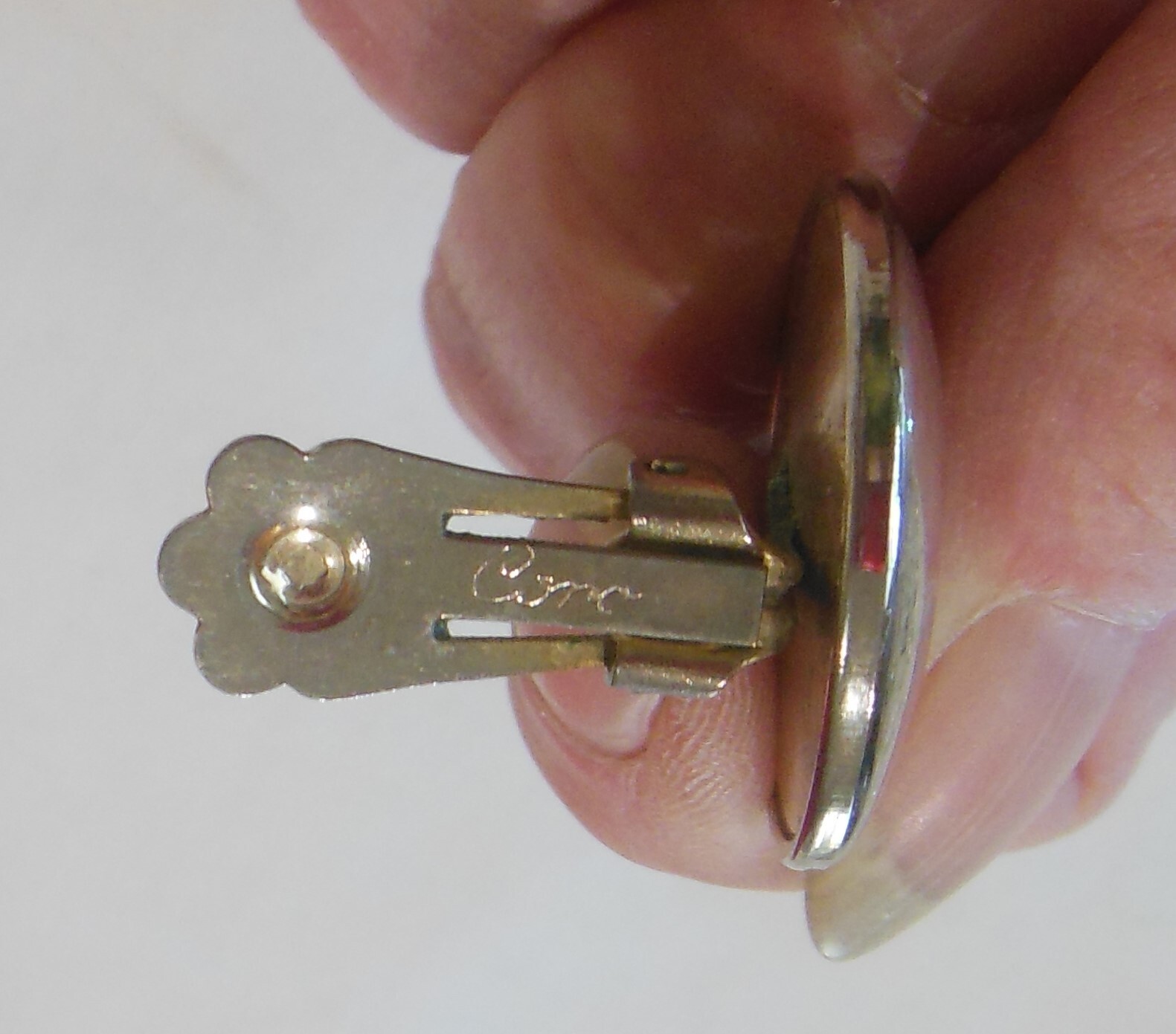 Coro Script Gold-tone Round Flat Button Clip On E… - image 5