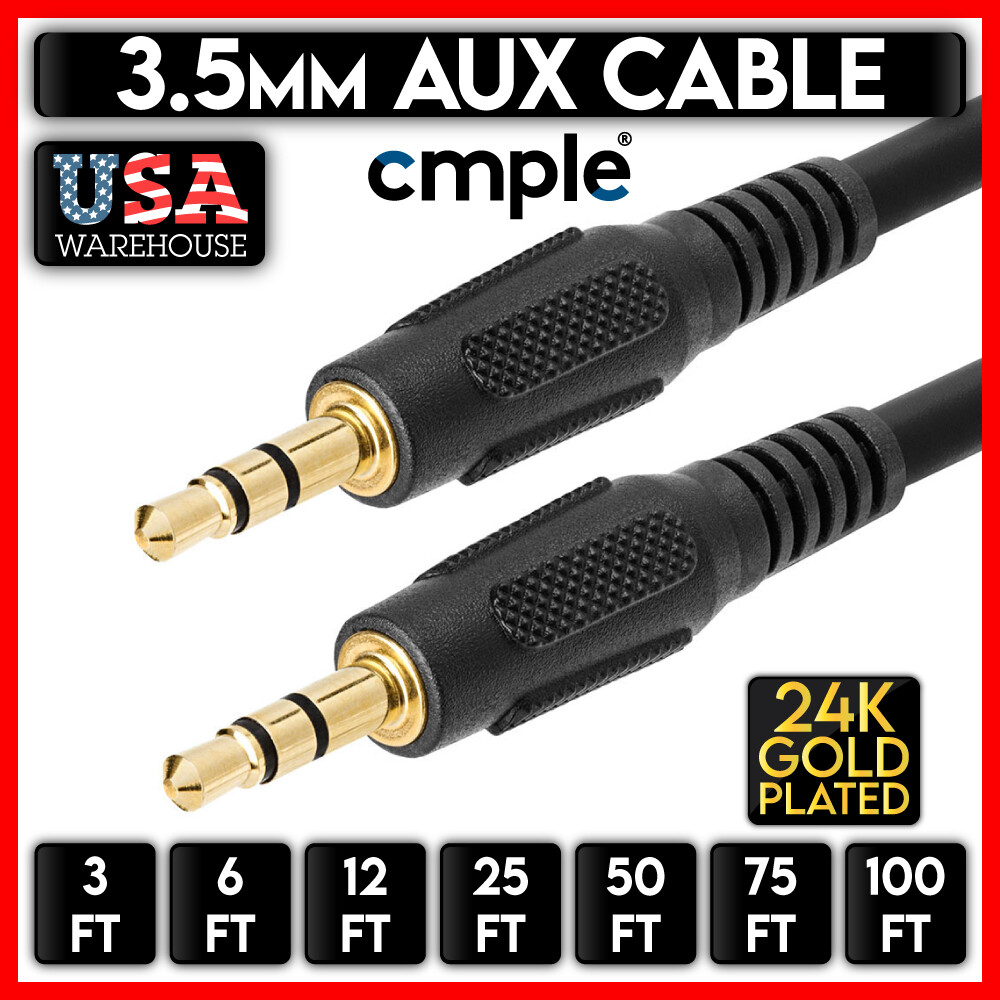 5-Pack 3.5mm Male-to-Male Aux Cables – 1 Meter – Universal Car Stereo MP3 Phone
