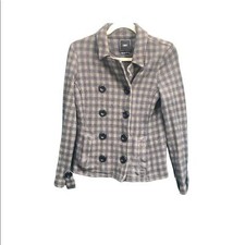 Obey Checkered Peacoat Women's Size Small