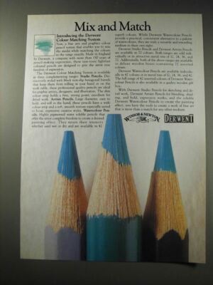 1991 Winsor & Newton Ad - Derwent Studio, Artists,  and Watercolour Pencils