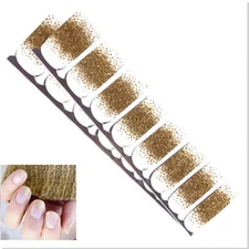 Jaysea Arts Nail Strips, Color Gold Glitter French Tip Street Polish Wraps, B4G1