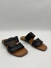 Coach And Four Black Leather Slide Sandals 7.5M Womens Made In Italy